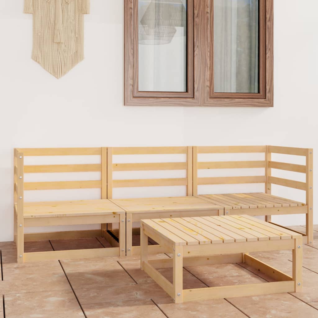 vidaXL 4-piece Solid Pine Garden Lounge Set