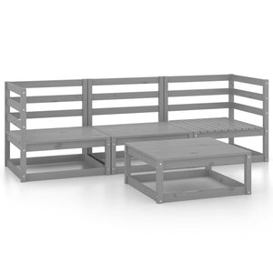 vidaXL 4-Piece Garden Lounge Set Grey Solid Pine Wood