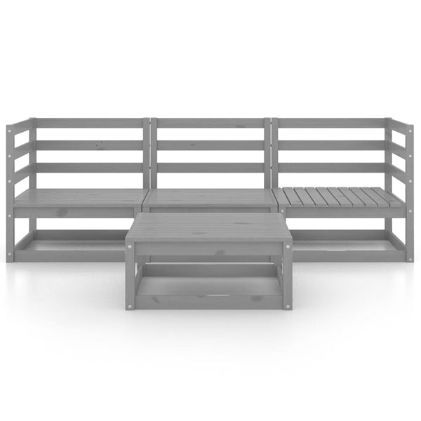vidaXL 4-Piece Garden Lounge Set Grey Solid Pine Wood