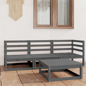 vidaXL 4-Piece Garden Lounge Set Grey Solid Pine Wood