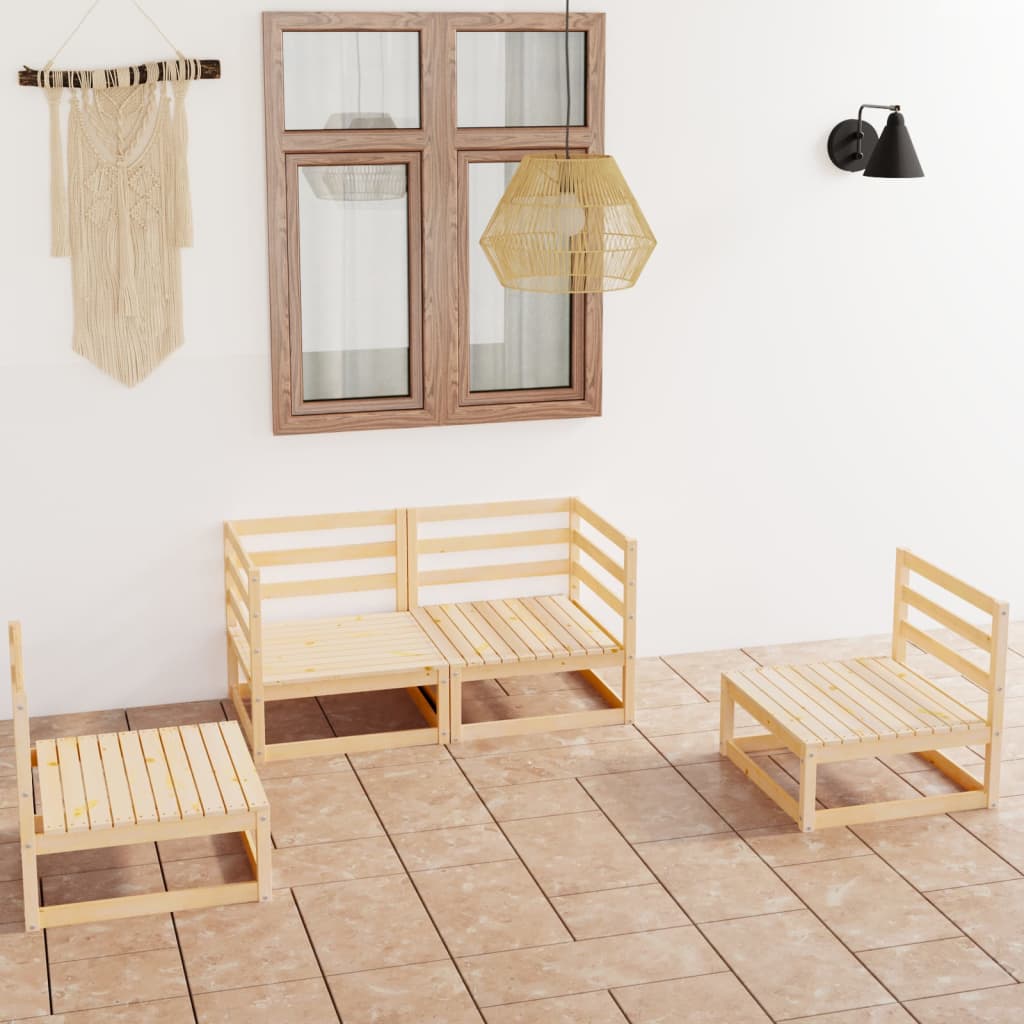 vidaXL 4-piece Solid Pine Garden Lounge Set