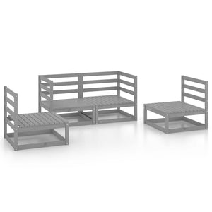 vidaXL 4-Piece Garden Lounge Set Grey Solid Pine Wood