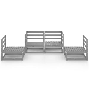 vidaXL 4-Piece Garden Lounge Set Grey Solid Pine Wood