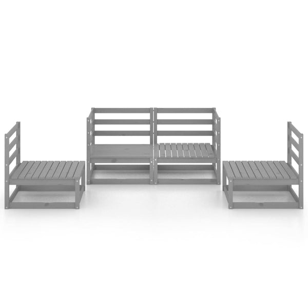 vidaXL 4-Piece Garden Lounge Set Grey Solid Pine Wood