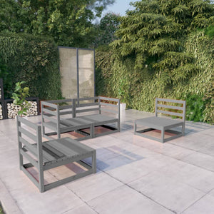 vidaXL 4-Piece Garden Lounge Set Grey Solid Pine Wood