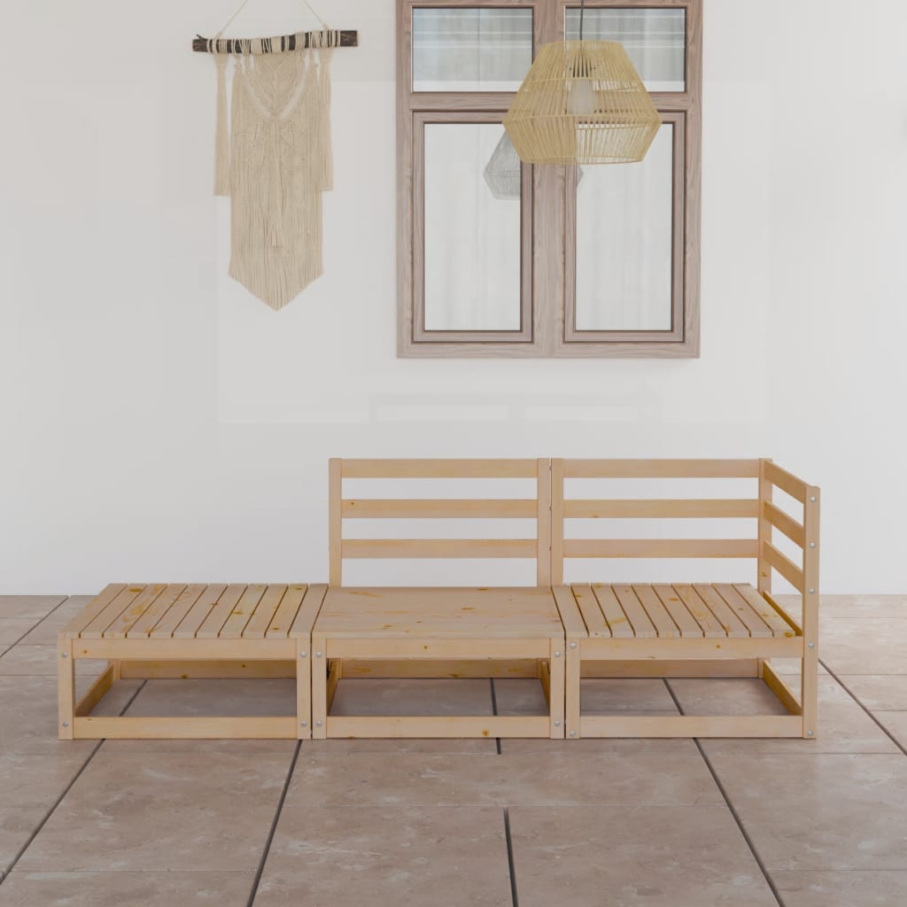 vidaXL 3-Piece Garden Lounge Set Solid Pine Wood