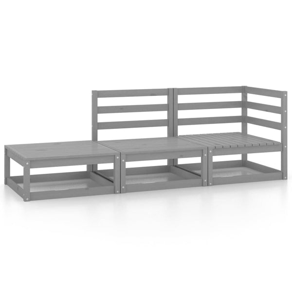 vidaXL 3-Piece Garden Lounge Set Grey Solid Pine Wood