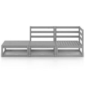 vidaXL 3-Piece Garden Lounge Set Grey Solid Pine Wood