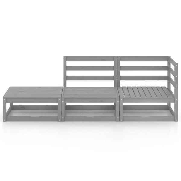 vidaXL 3-Piece Garden Lounge Set Grey Solid Pine Wood