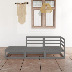 vidaXL 3-Piece Garden Lounge Set Grey Solid Pine Wood
