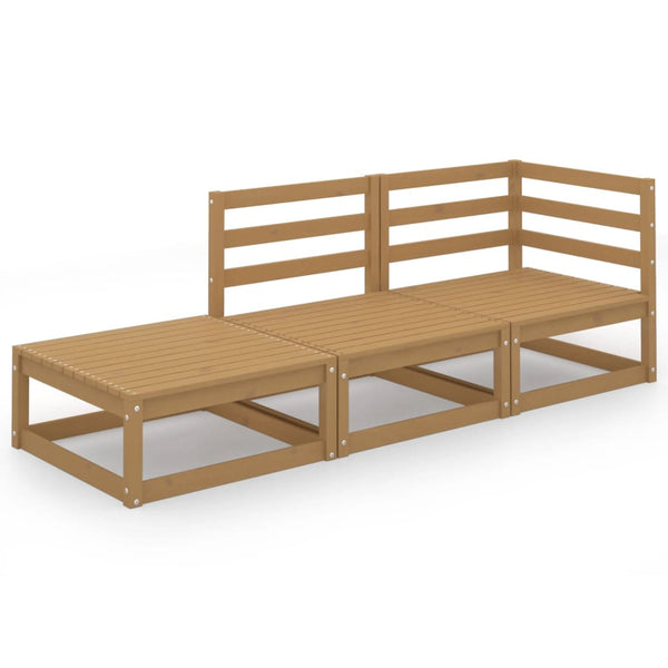 vidaXL 3-Piece Garden Lounge Set Honey Brown Solid Pine Wood