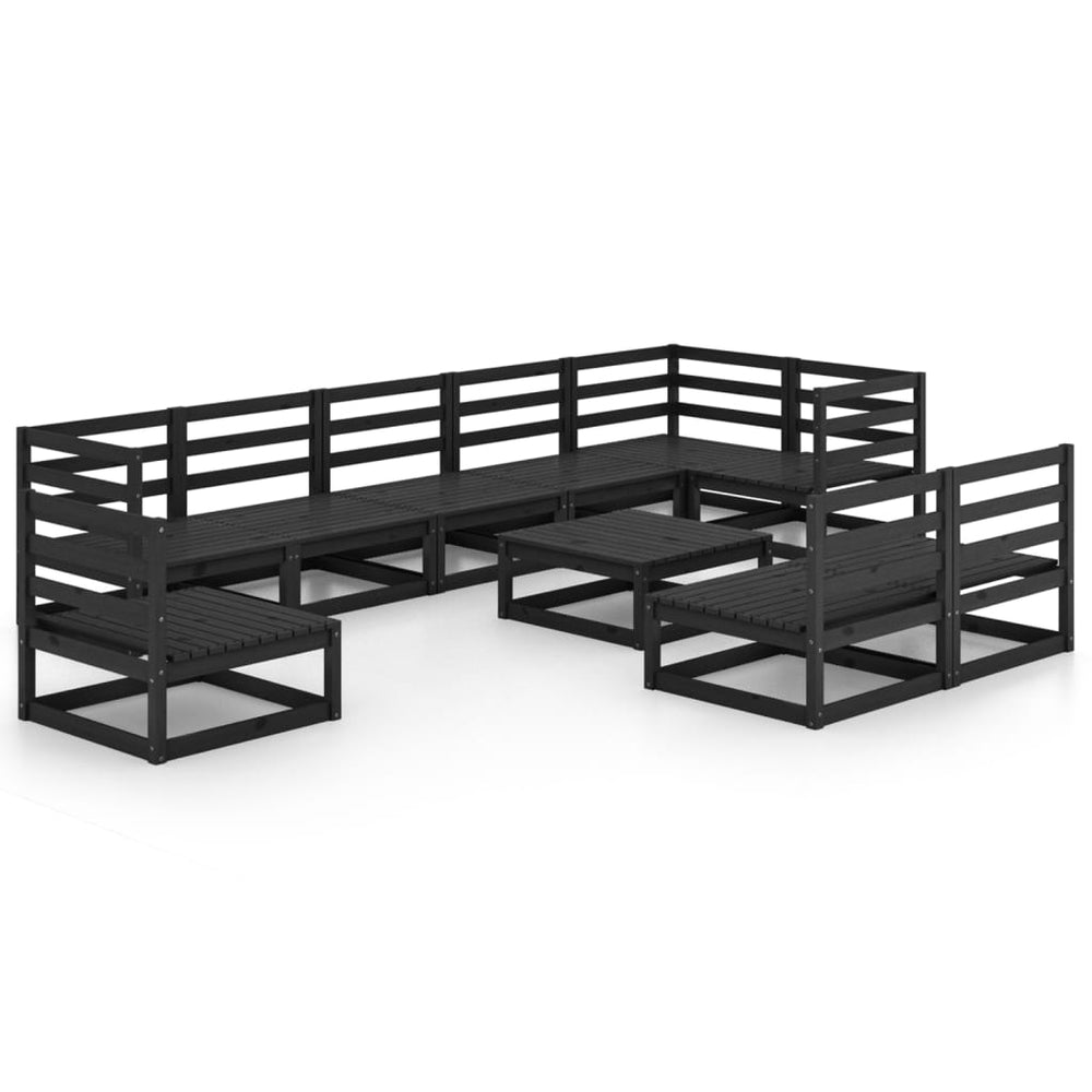 vidaXL 10-piece Garden Lounge Set Black Solid Pine Wood