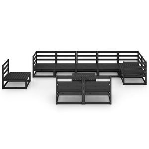 vidaXL 10-piece Garden Lounge Set Black Solid Pine Wood