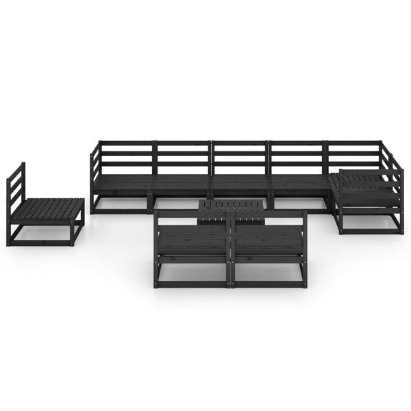 vidaXL 10-piece Garden Lounge Set Black Solid Pine Wood