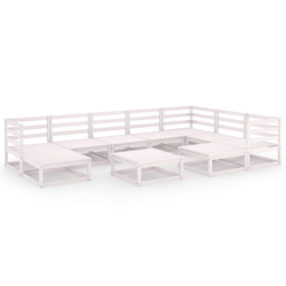 vidaXL 10-piece Garden Lounge Set White Solid Pine Wood