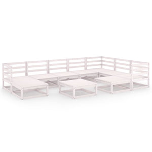 vidaXL 10-piece Garden Lounge Set White Solid Pine Wood