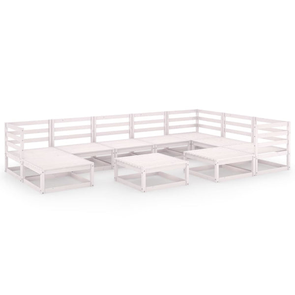 vidaXL 10-piece Garden Lounge Set White Solid Pine Wood