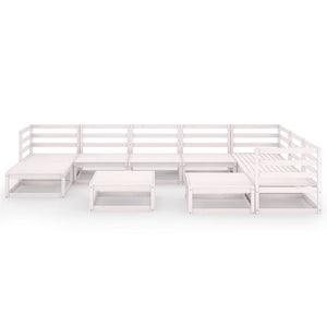 vidaXL 10-piece Garden Lounge Set White Solid Pine Wood