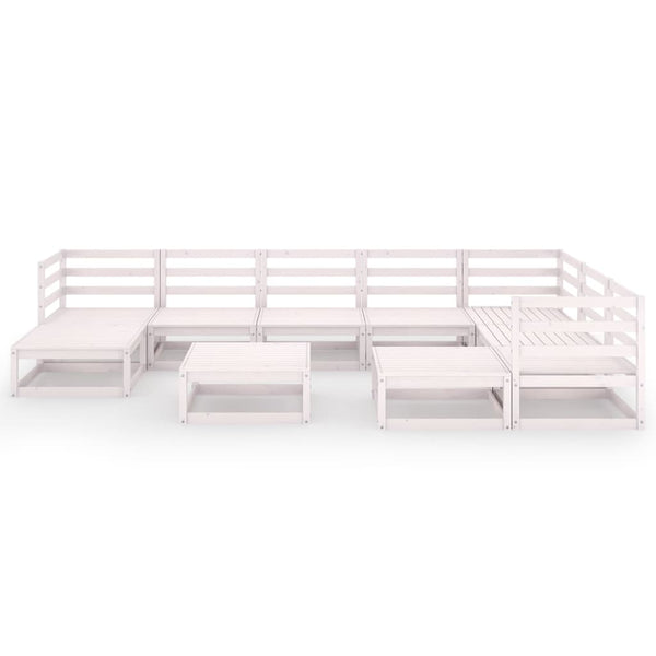 vidaXL 10-piece Garden Lounge Set White Solid Pine Wood