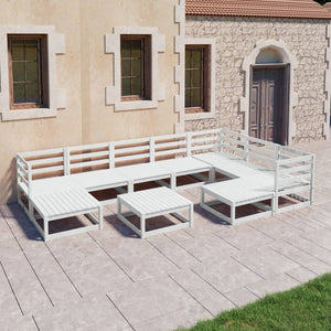 vidaXL 10-piece Garden Lounge Set White Solid Pine Wood