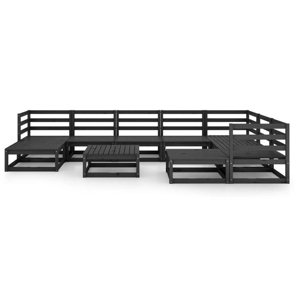 vidaXL 10-piece Garden Lounge Set Black Solid Pine Wood