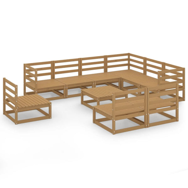 vidaXL 10-Piece Garden Lounge Set Honey Brown Solid Pine Wood