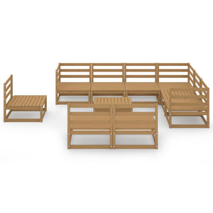vidaXL 10-Piece Garden Lounge Set Honey Brown Solid Pine Wood
