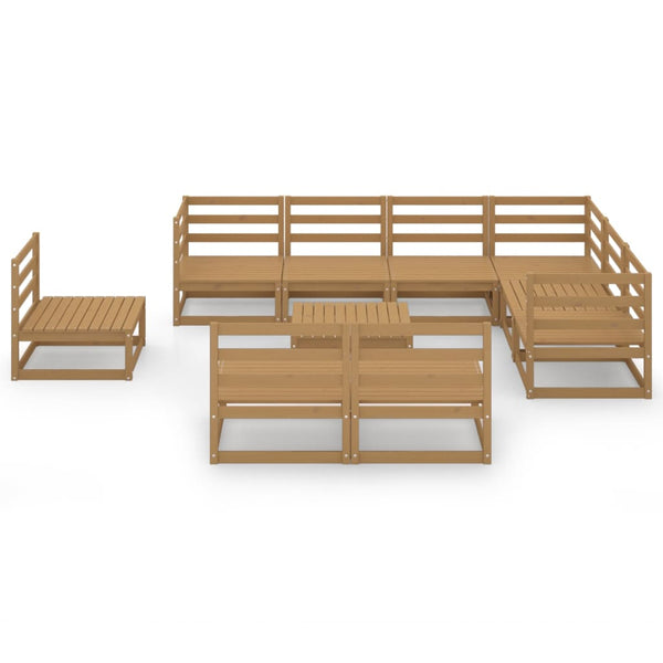 vidaXL 10-Piece Garden Lounge Set Honey Brown Solid Pine Wood