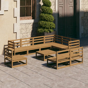vidaXL 10-Piece Garden Lounge Set Honey Brown Solid Pine Wood