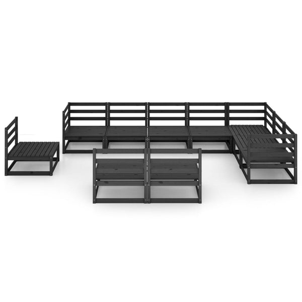 vidaXL 10-piece Garden Lounge Set Black Solid Pine Wood