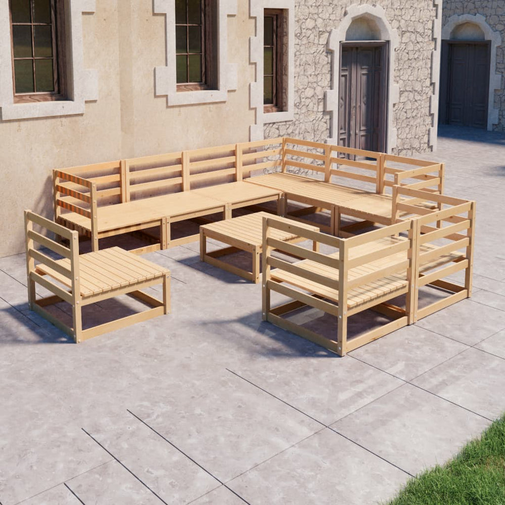 vidaXL 10-Piece Garden Lounge Set Solid Pinewood