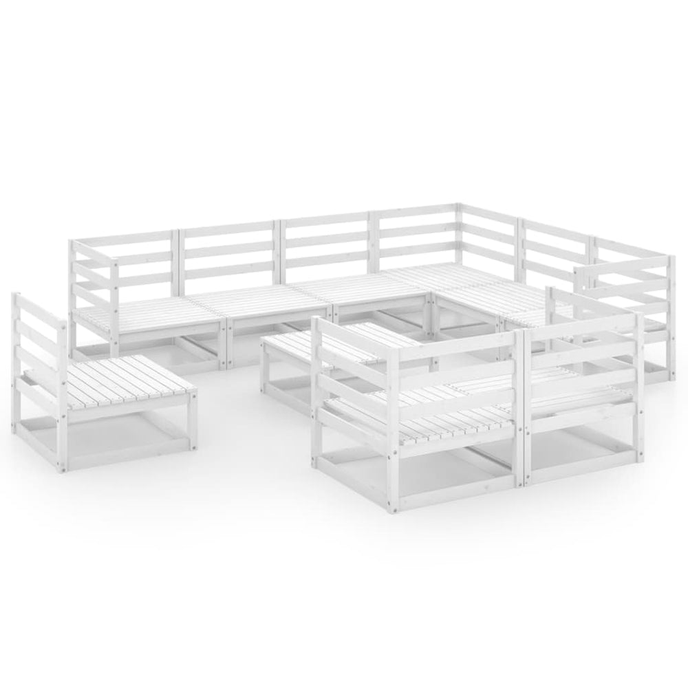 vidaXL 10-piece Garden Lounge Set White Solid Pine Wood