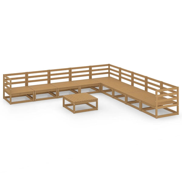 vidaXL 10-Piece Garden Lounge Set Honey Brown Solid Pine Wood