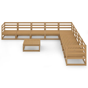 vidaXL 10-Piece Garden Lounge Set Honey Brown Solid Pine Wood