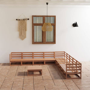 vidaXL 10-Piece Garden Lounge Set Honey Brown Solid Pine Wood