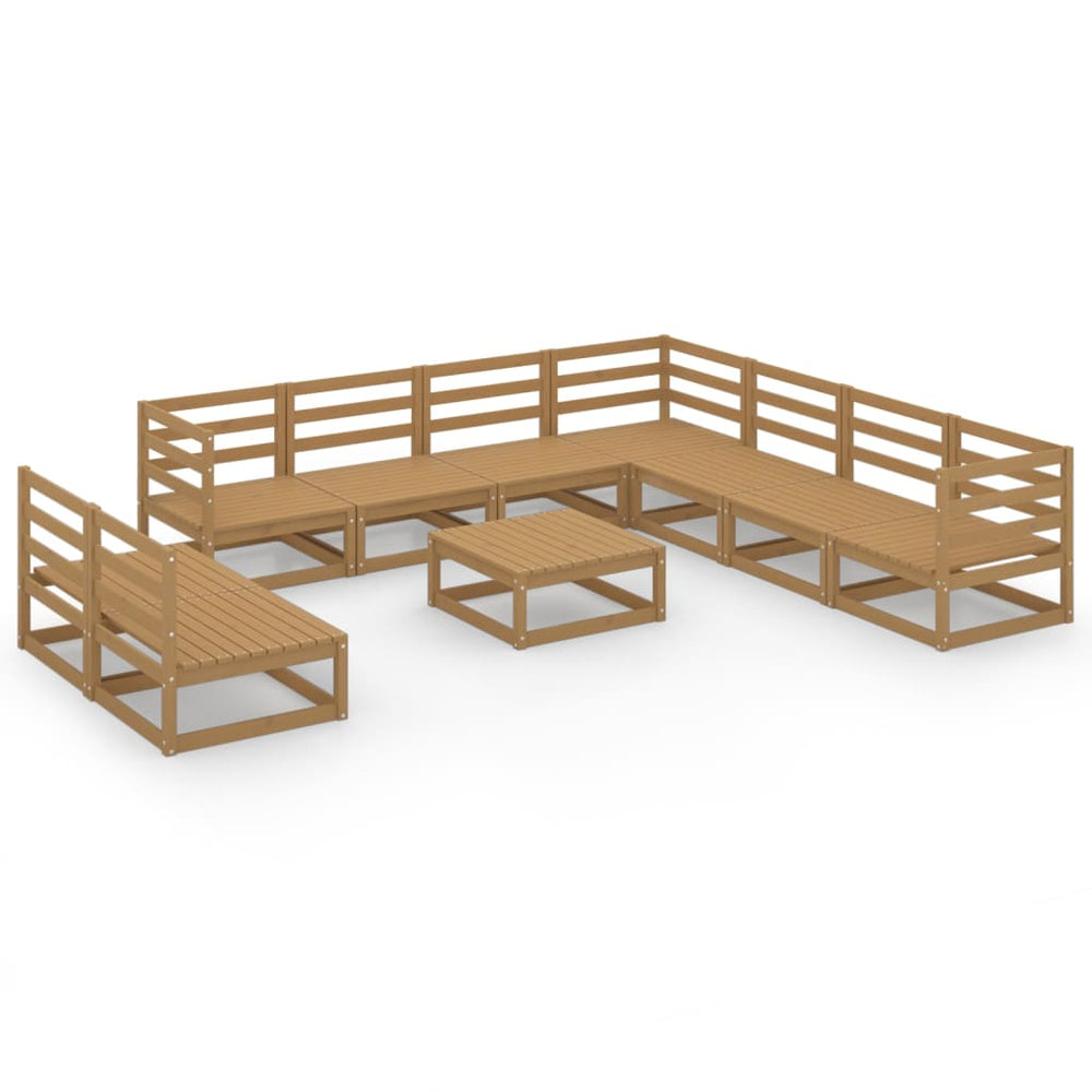 vidaXL 10-Piece Garden Lounge Set Honey Brown Solid Pine Wood