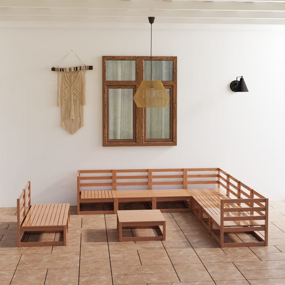 vidaXL 10-Piece Garden Lounge Set Honey Brown Solid Pine Wood