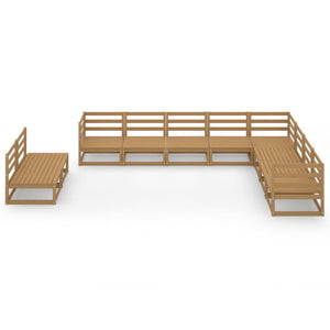 vidaXL 10-Piece Garden Lounge Set Honey Brown Solid Pine Wood