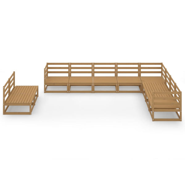 vidaXL 10-Piece Garden Lounge Set Honey Brown Solid Pine Wood