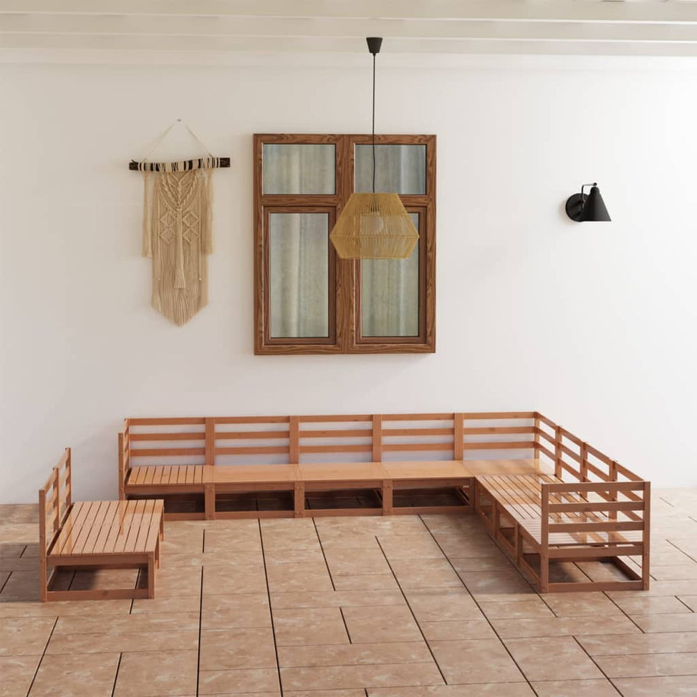 vidaXL 10-Piece Garden Lounge Set Honey Brown Solid Pine Wood
