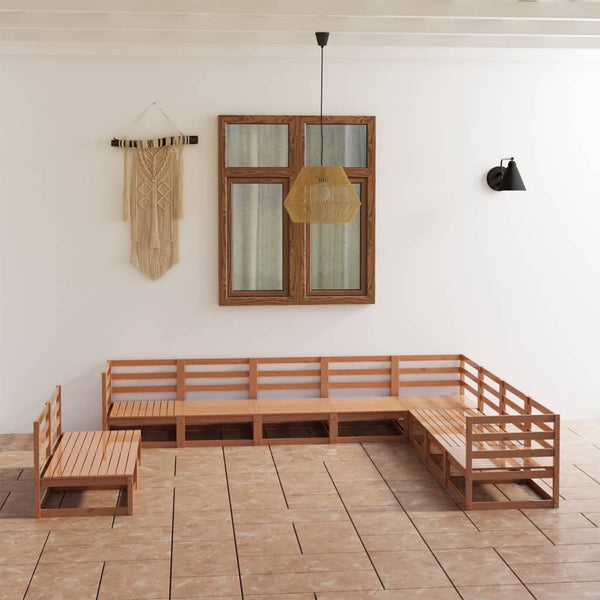 vidaXL 10-Piece Garden Lounge Set Honey Brown Solid Pine Wood