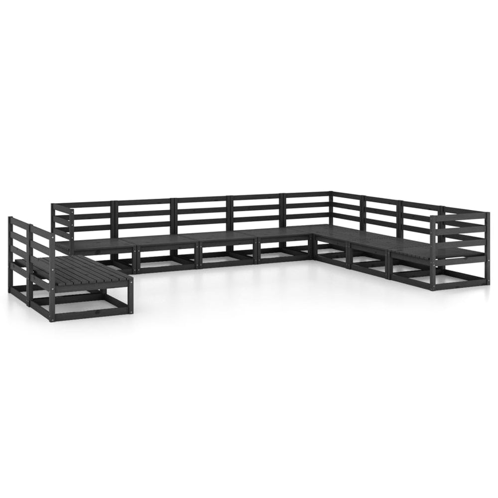 vidaXL 10-piece Garden Lounge Set Black Solid Pine Wood