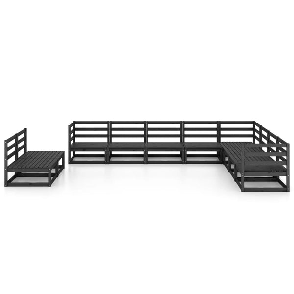 vidaXL 10-piece Garden Lounge Set Black Solid Pine Wood