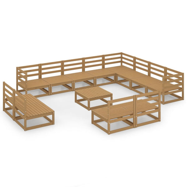 vidaXL 13-piece Garden Lounge Set Honey Brown Solid Pine Wood