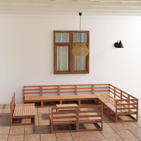 vidaXL 13-piece Garden Lounge Set Honey Brown Solid Pine Wood