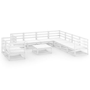 vidaXL 10-piece Garden Lounge Set White Solid Pine Wood