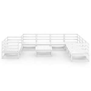 vidaXL 10-piece Garden Lounge Set White Solid Pine Wood