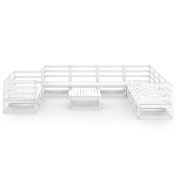 vidaXL 10-piece Garden Lounge Set White Solid Pine Wood