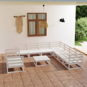 vidaXL 10-piece Garden Lounge Set White Solid Pine Wood