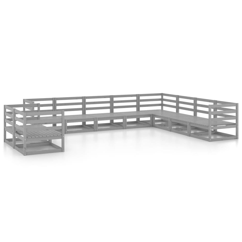 vidaXL 10-piece Garden Lounge Set Grey Solid Pine Wood